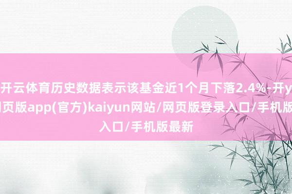 开云体育历史数据表示该基金近1个月下落2.4%-开yun网页版app(官方)kaiyun网站/网页版登录入口/手机版最新